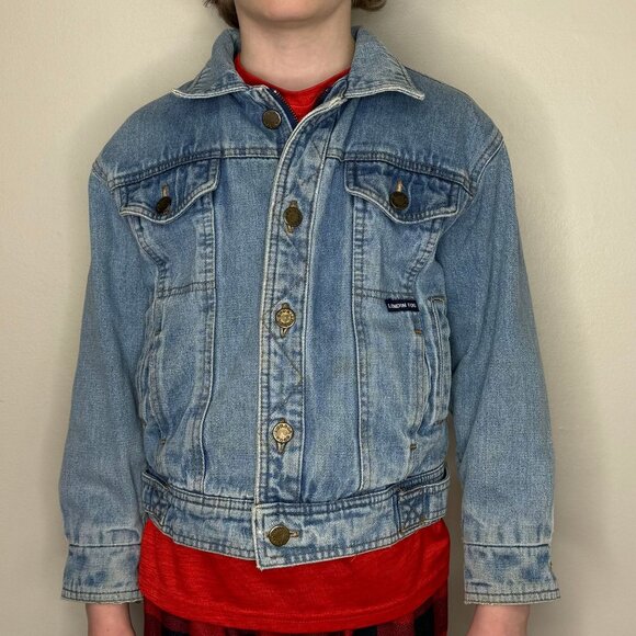 Vintage 1980s Kids Denim Jacket with Horse Painting on Back, London Fog Size 7/8 - Picture 4 of 16